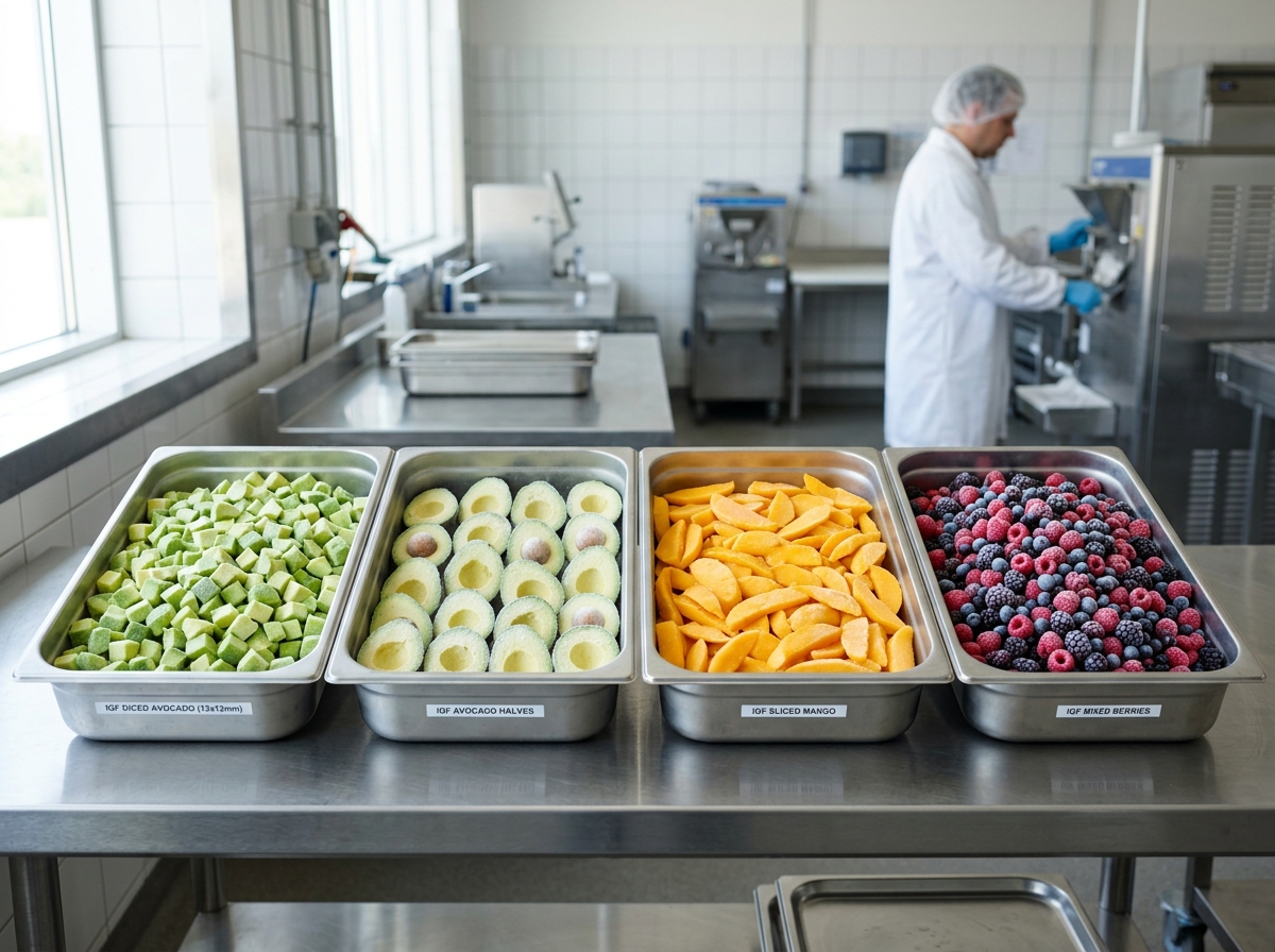 INDIVIDUALLY QUICK FROZEN — Avocado, Mango, Berries & Produce